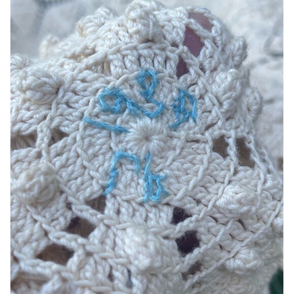 Antique 1930s Thread Cotton Crochet BedSpread star Pattern Fringe 98 x 81" - Picture 3 of 16